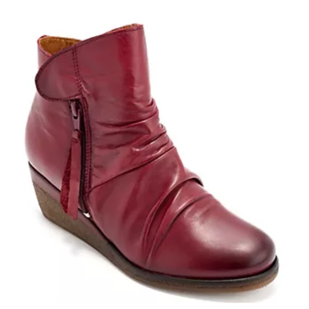 Miz Mooz Leather Ruched Mayleen Wedge Boots